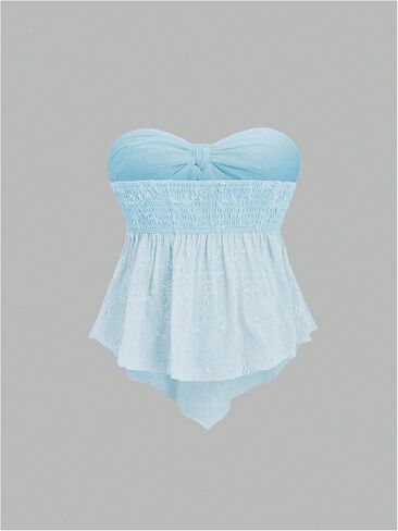 SOLY HUX Women's Bow Tie Front Tube Tops Strapless Sleeveless Bandeau Asymmetric Flowy Summer Top in Saudi Arabia