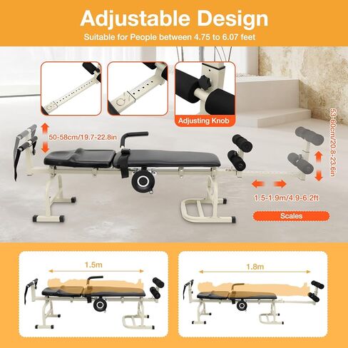 Lumbar Traction Bed, Folding Massage Bed, Back Stretcher Traction Spinal Decompression Devices Therapy Massage Table for Cervical Spine Body Stretching in Saudi Arabia