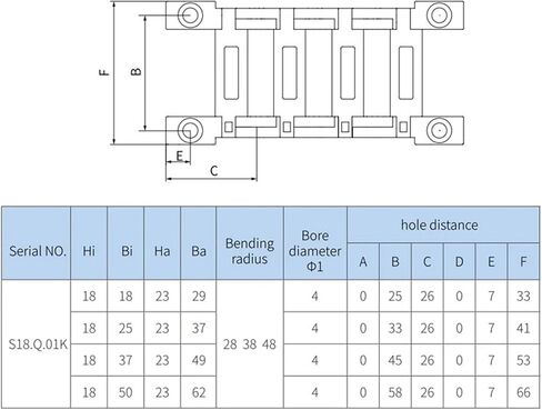 Drag Chain Cable Cable Chain 18 Series High Speed Mute Bridge Open on Both Side Towline Transmission Drag Chain for Co2 Machine(48mm,18x37mm) in Saudi Arabia