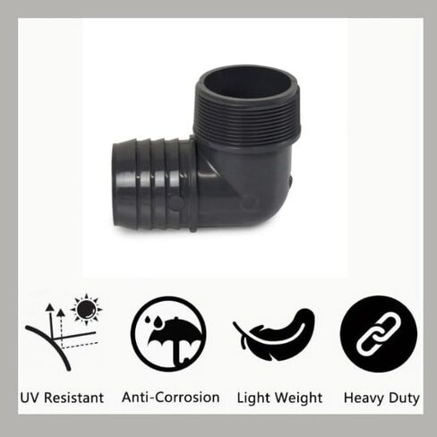 تركيب أنبوب PVC ، كوع 90 درجة ، الجدول 40 ، رمادي ، 1-1/4 بوصة إدراج شائكة × 1-1/4 بوصة mnpt in Kuwait