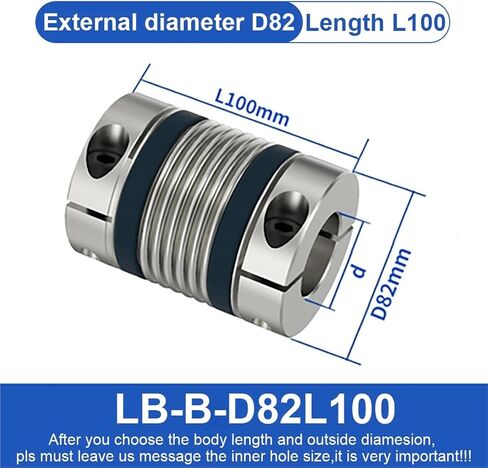 LB-B-D82L100 Shaft Coupling LB B D82L100 Bellows Flexible Motor Coupler CNC Aluminium High Elasticity Universal Joint 3D Printer 1Pcs(LB-B-D82L100-41X41) in Saudi Arabia
