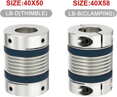 LB-B-D40L58 LB-D-D40L50 Shaft Coupling LB D40L50/58 Bellows Flexible Motor Coupler CNC Aluminium High Elasticity Universal Joint 3D Printer 1Pcs(LB-B-D40L58-8X15) in Saudi Arabia