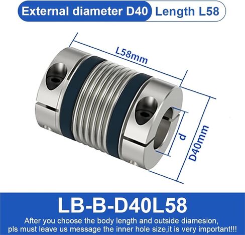 LB-B-D40L58 LB-D-D40L50 Shaft Coupling LB D40L50/58 Bellows Flexible Motor Coupler CNC Aluminium High Elasticity Universal Joint 3D Printer 1Pcs(LB-B-D40L58-8X15) in Saudi Arabia