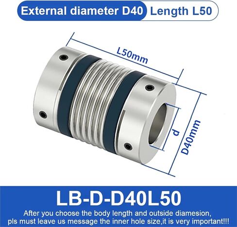 LB-B-D40L58 LB-D-D40L50 Shaft Coupling LB D40L50/58 Bellows Flexible Motor Coupler CNC Aluminium High Elasticity Universal Joint 3D Printer 1Pcs(LB-B-D40L58-8X15) in Saudi Arabia