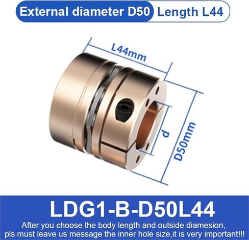 LDG1-B-D50L44 LDG2-B-D50L60 مقرنة عمود محرك مرن LDG D50L44/L60 موصل ملحقات Cardan Cardan Cardan Aluminium للطابعة 3D CNC 1PC (LDG1-B-D50L44-25x25) in Saudi Arabia