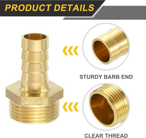 Uxcell 2PCS BRASS HOSE BARBITS ، 9/16 "Barb X G3/4" موصل خرطوم الخيط الذكور مع مشابك خرطوم لنقل زيت غاز وقود المياه وصيانة خطوط الأنابيب in Saudi Arabia