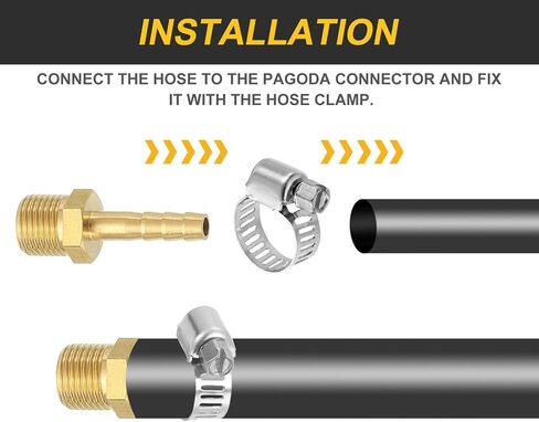 Uxcell 2PCS BRASS HOSE BARBITS ، 9/16 "Barb X G3/4" موصل خرطوم الخيط الذكور مع مشابك خرطوم لنقل زيت غاز وقود المياه وصيانة خطوط الأنابيب in Saudi Arabia