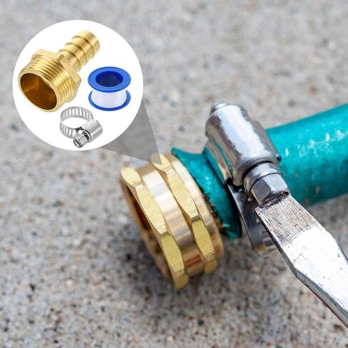 Uxcell 2PCS BRASS HOSE BARBITS ، 9/16 "Barb X G3/4" موصل خرطوم الخيط الذكور مع مشابك خرطوم لنقل زيت غاز وقود المياه وصيانة خطوط الأنابيب in Saudi Arabia
