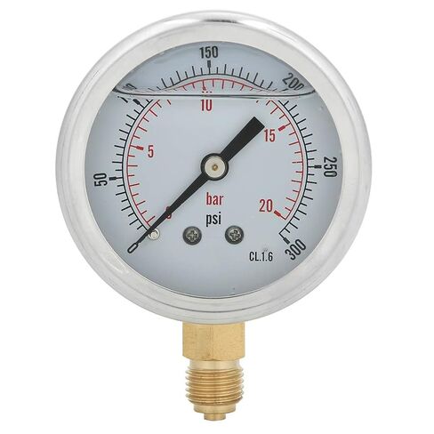 Stainless Steel Pressure Gauge 0 20 Bar 300 PSI Transparent Dial 1/4 BSP Easy Installation Sturdy for Chemical Machinery in Saudi Arabia