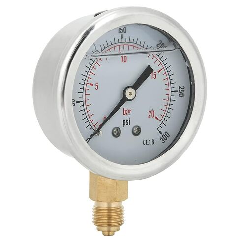 Stainless Steel Pressure Gauge 0 20 Bar 300 PSI Transparent Dial 1/4 BSP Easy Installation Sturdy for Chemical Machinery in Saudi Arabia