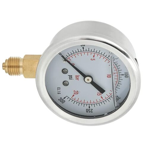 Stainless Steel Pressure Gauge 0 20 Bar 300 PSI Transparent Dial 1/4 BSP Easy Installation Sturdy for Chemical Machinery in Saudi Arabia