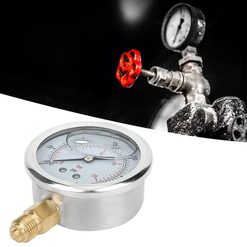 Stainless Steel Pressure Gauge 0 20 Bar 300 PSI Transparent Dial 1/4 BSP Easy Installation Sturdy for Chemical Machinery in Saudi Arabia