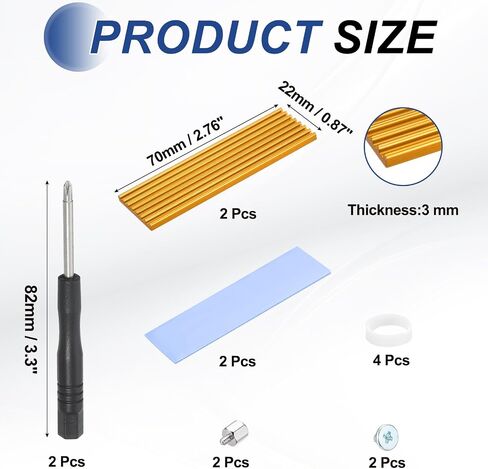 PATIKIL M.2 2280 NVME SSD THEAMKINK KIT 70X22X3MM ، 4 PCS محمول للذاكرة HEARDINC in Kuwait