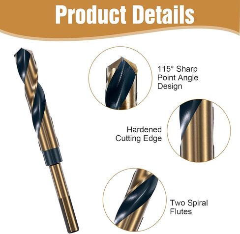 5/8 بوصة بتدريبات شانك مخفضة ، بتات فولاذية عالية السرعة ، HSS M2 Black & Gold مع بتات SHANK 1/2 " in Kuwait