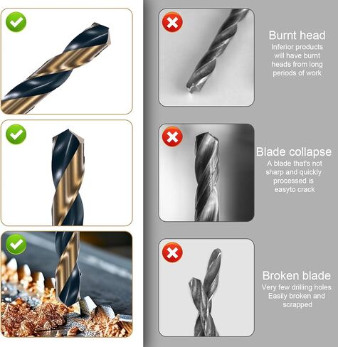5/8 بوصة بتدريبات شانك مخفضة ، بتات فولاذية عالية السرعة ، HSS M2 Black & Gold مع بتات SHANK 1/2 " in Kuwait