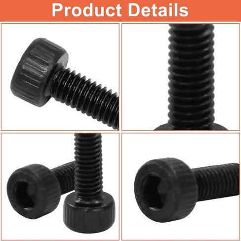 Waziaqoc 100PCS M3 x 8mm Thread Pitch, 12.9 Grade Alloy Steel Hex Socket Button Head Cap Screws Bolts Kit, Black Oxide Finish in Saudi Arabia