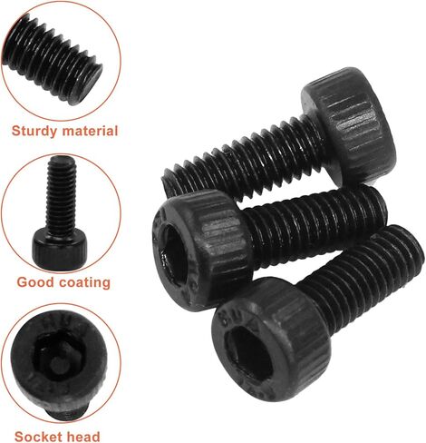 Waziaqoc 100PCS M3 x 8mm Thread Pitch, 12.9 Grade Alloy Steel Hex Socket Button Head Cap Screws Bolts Kit, Black Oxide Finish in Saudi Arabia
