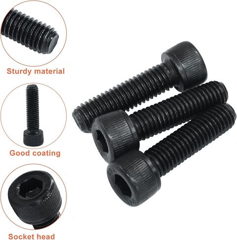 Waziaqoc 100pcs M3 x 8mm pitch ، 12.9 الصفوف سبيكة الصلب سداسي سداسي سد hex زر رأس البراغي مجموعة البراغي ، الانتهاء من أكسيد الأسود in Saudi Arabia