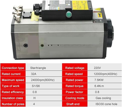 7.5kw مغزل أوتوماتيكي المبرد بالهواء 220V 380V 24000 دورة في الدقيقة ISO30 حامل الأدوات (7.5kw 380V ISO30) in Saudi Arabia