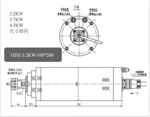 3KW 3.2KW محرك مغزل المبرد بالمياه ER20 220V 380V القطر 100 مم 105 مم GDZ-100-3 GDZ-100-3.2 GDZ-105-3 (3.2KW 220V 100MM) in Saudi Arabia