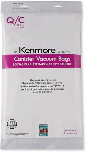 أكياس استبدال مكنسة كهربائية SoB Hepa للمكانس الكهربائية Kenmore - تناسب أكياس مكنسة Kenmore Q/C تناسب نماذج 53292 - حزمة من 6 أكياس ممتازة HEPA in Saudi Arabia