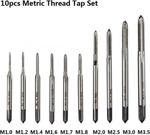 MINI HSS Metric Screw Thread Thouse M1-M3.5 مستقيمة جهاز الحفر المليء بالفلوت (10pcs M1-M3.5 مجموعة) in Saudi Arabia