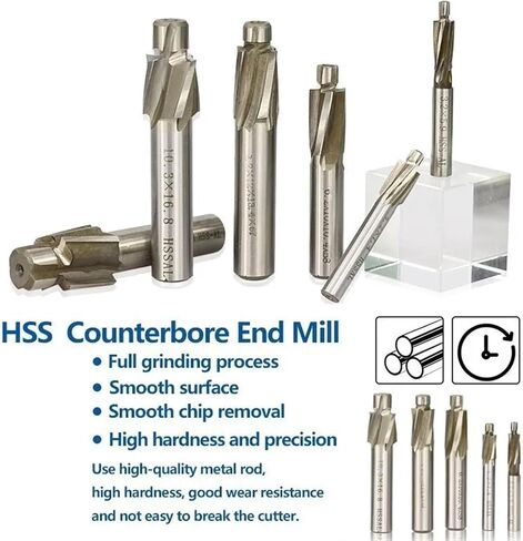 4 Flute Counterbore M3-M16 أداة مرسمة الثقب 1pcs (16.5x26x12x93) in Kuwait