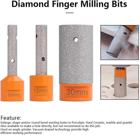 M14 Thread Diamond Finger Bits Enlarge Grinding Holes Dia 6/10/12/15/20/25/30mm Tile Stone Countertop Diamond Bits 1Pcs(50x25x65x15) in Saudi Arabia