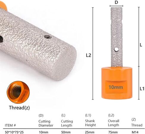 M14 Thread Diamond Finger Bits Enlarge Grinding Holes Dia 6/10/12/15/20/25/30mm Tile Stone Countertop Diamond Bits 1Pcs(50x25x65x15) in Saudi Arabia