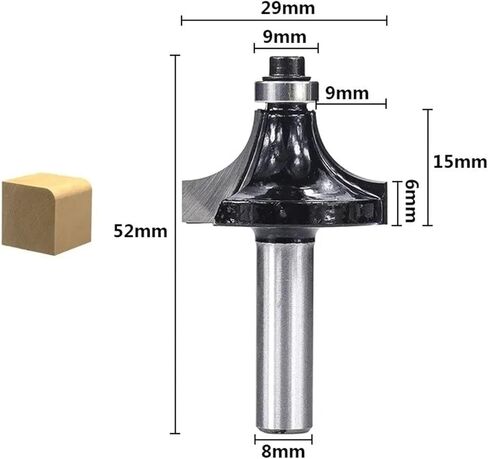 Corner Round Over Router Bit with Bearing 8mm Shank Carbide for Woodwork Tool Wood Router Bit(1pc 8x33x58mm) in Saudi Arabia