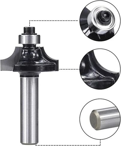 Corner Round Over Router Bit with Bearing 8mm Shank Carbide for Woodwork Tool Wood Router Bit(1pc 8x33x58mm) in Saudi Arabia