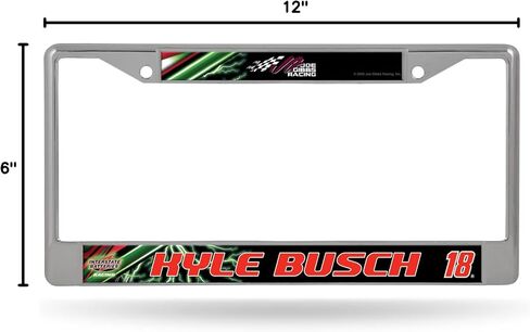 Rico Industries NASCAR KYLE BUSCH 12 "X 6" Silver Chrome Frame 12 "× 6" إطار كروم - سيارة/شاحنة/سيارات الدفع الرباعي ملحق السيارات in Saudi Arabia