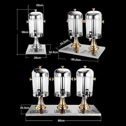 Beer Drinks Dispenser Stainless Steel Faucet Single And Double Head Juice Machine Buffet Orange Juice Cold Drink Bucket Home Bar Cask Ale Dispenser(Silver,8L) in Saudi Arabia