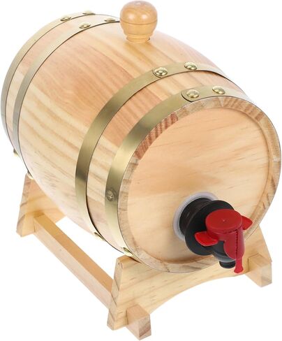 LIFKOME 1set Wood Wine Barrel Dispenser for Storing Beer Brandy Whiskey and Wine Vintage Style Capacity for Home Bars and Parties in Saudi Arabia