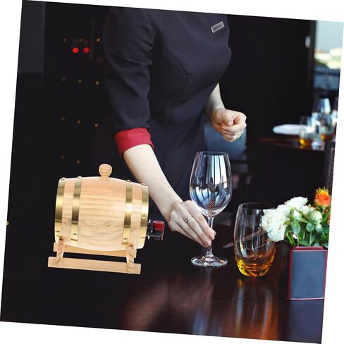 LIFKOME 1set Wood Wine Barrel Dispenser for Storing Beer Brandy Whiskey and Wine Vintage Style Capacity for Home Bars and Parties in Saudi Arabia