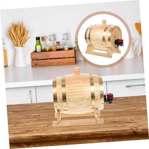 LIFKOME 1set Wood Wine Barrel Dispenser for Storing Beer Brandy Whiskey and Wine Vintage Style Capacity for Home Bars and Parties in Saudi Arabia