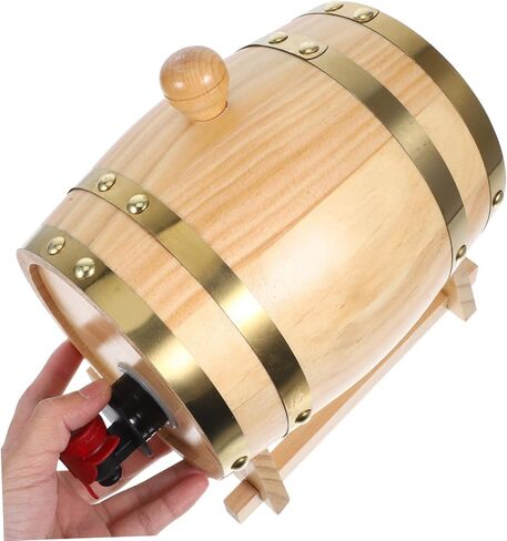 LIFKOME 1set Wood Wine Barrel Dispenser for Storing Beer Brandy Whiskey and Wine Vintage Style Capacity for Home Bars and Parties in Saudi Arabia