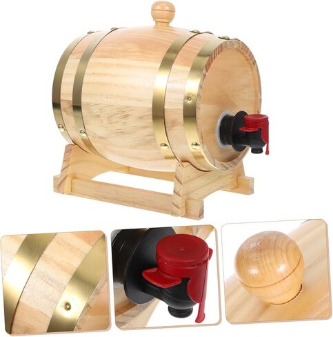 LIFKOME 1set Wood Wine Barrel Dispenser for Storing Beer Brandy Whiskey and Wine Vintage Style Capacity for Home Bars and Parties in Saudi Arabia
