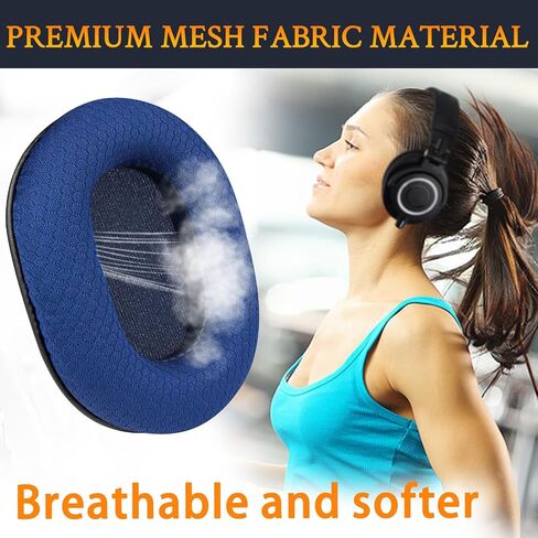 Soulwit Earpads استبدال Audio Technica ATH M50X M50XBT M50RD M40X M30X M20X MSR7 SX1 HEADONES ، وسائد منصات الأذن مع نسيج شبكي متين ، ورغوة عالية الكثافة - أسود - أسود in Kuwait