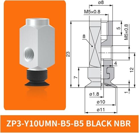 1PCS ZP3-Y04/06/08/10/13/16UMS/UMN-B5-B5 طبقة واحدة من الفراغ المعدنية المصاصة مسطحة أسود NBR المطاط الكؤوس الشفط (ZP3-06UMS-B5-B5) in Saudi Arabia
