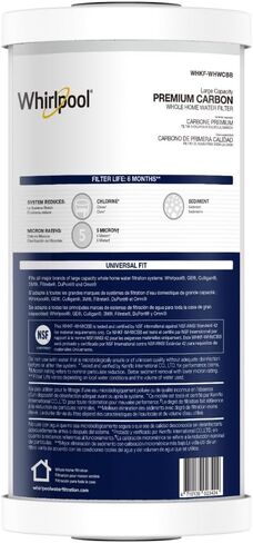 Whirlpool Whole House Large Capacity Sediment Filter WHKF-GD25BB, NSF Certified 25 Micron Filtration, 6-Month Filter Life, Replacement Cartridge Fits Most Home 10" x 4.5" Standard Filter Housings in Kuwait