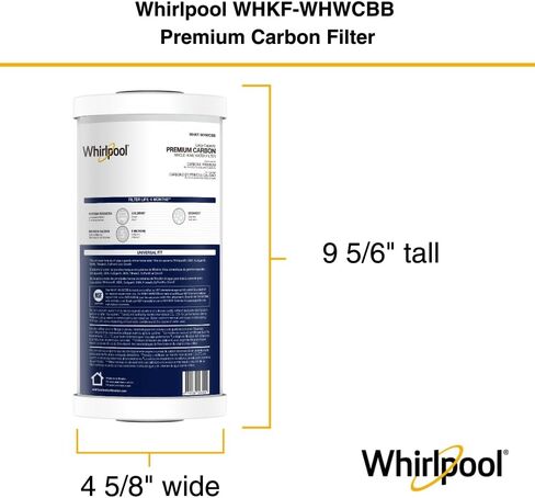 Whirlpool Whole House Large Capacity Sediment Filter WHKF-GD25BB, NSF Certified 25 Micron Filtration, 6-Month Filter Life, Replacement Cartridge Fits Most Home 10" x 4.5" Standard Filter Housings in Kuwait