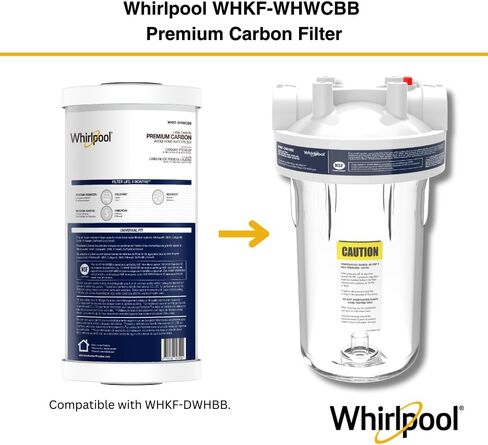 Whirlpool Whole House Large Capacity Sediment Filter WHKF-GD25BB, NSF Certified 25 Micron Filtration, 6-Month Filter Life, Replacement Cartridge Fits Most Home 10" x 4.5" Standard Filter Housings in Kuwait