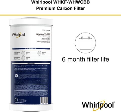 Whirlpool Whole House Large Capacity Sediment Filter WHKF-GD25BB, NSF Certified 25 Micron Filtration, 6-Month Filter Life, Replacement Cartridge Fits Most Home 10" x 4.5" Standard Filter Housings in Kuwait