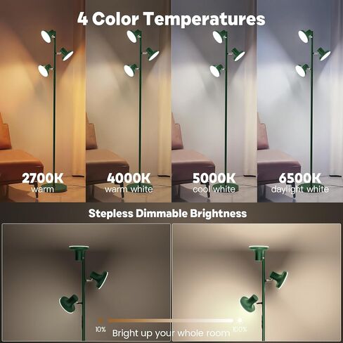 SIBRILLE [2023 ترقية] مصباح أرضي على شكل شجرة LED، مصباح قائم حديث قابل للتعتيم بقدرة 36 ​​وات مع جهاز تحكم عن بعد وتحكم باللمس، 4 درجات حرارة ألوان، 3 مصابيح أرضية LED قابلة للدوران لغرفة المعيشة وغرفة النوم والمكتب in Kuwait