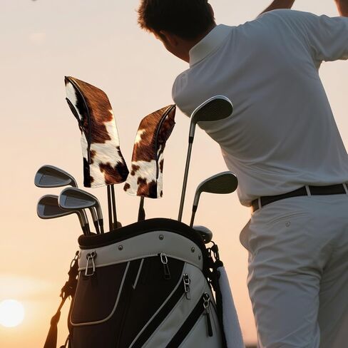Golf Club Covers Pink Checkered Driver Headcover, Leather Golf Club Head Covers for Driver Fairway Woods Waterproof Golf Headcovers with Anti-Scratch Lining for Men Women in Saudi Arabia