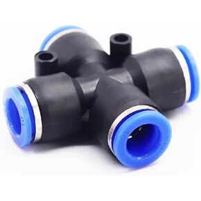 PZA Pneumatic Plastic 4 -Way Fitting - موصلات سريعة لخرطوم الماء وأنبوب الهواء - دفع سريع - 4 مم ، 6 مم ، 8 مم ، 10 مم ، 12 مم (PZA -6) in Kuwait