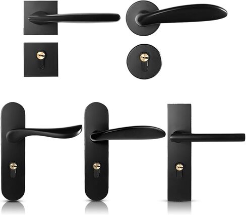 Mute Black Door Lock Aluminium Alloy Interior Door Lock Handle Modern Room Wood Door Lock Furniture Door Hardware 1Pcs(03-C_58MM) in Saudi Arabia