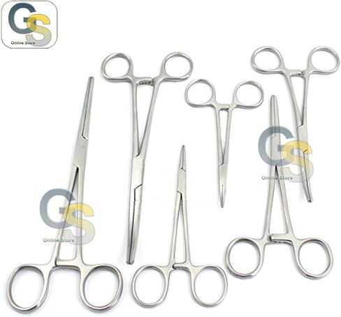 HEMOSTAT Set 5" 6" 8" Curved/Straight - 6 Pack Ideal for All Types of Hobby by G.S Online Store in Saudi Arabia