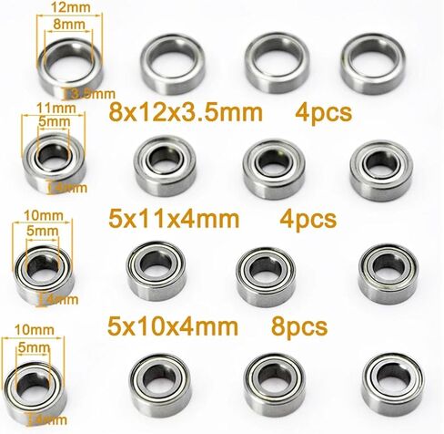 16Pcs Miniature Ball Bearings Kit Sealed Bearing TT02 TT-02 TT02D TT-02D 1/10 in Saudi Arabia